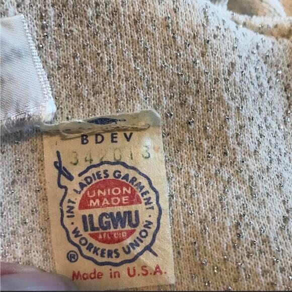 Vintage 60’s 70’s Silver Ruffle Neck Evening Dress 8 - Picture 5 of 7